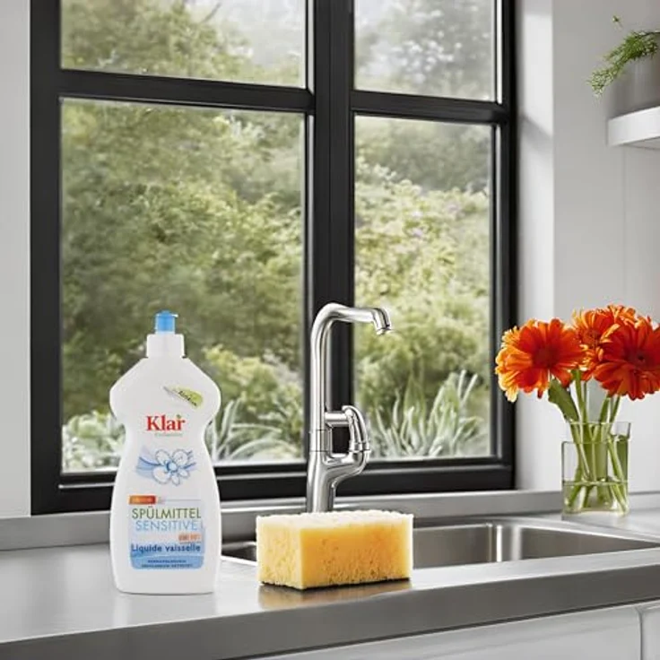 Almawin Klar Spülmittel Sensitive, 500ml Geschirrspülmittel ohne Duft, öko-zertifiziert und hautverträglich – Bild 3