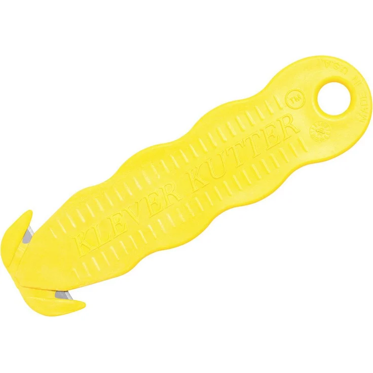 Berger & Schröter Klever Cutter KCJ-1Y, Teppichmesser in gelb mit verdeckter Klinge und beidseitigen Klingenöffnungen