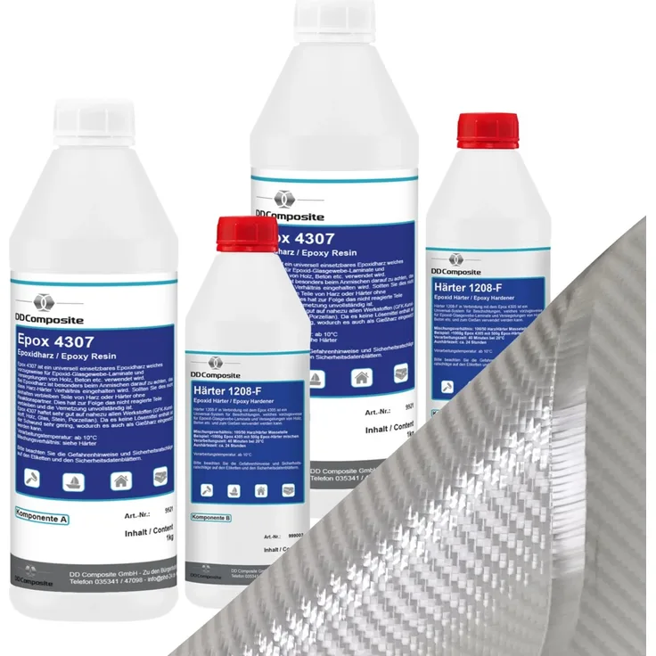 DD Composite Epoxidharz Set 3kg + 4m² Glasfilamentgewebe 390g/m² Köper, lösemittelfrei und chemikalienbeständig