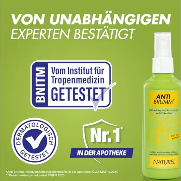HERMES Arzneimittel GmbH ANTI-BRUMM Naturel Insektenspray, 150 ml Pumpzerstäuber, schützt bis zu 5 Stunden vor Mücken und Zecken – Bild 3