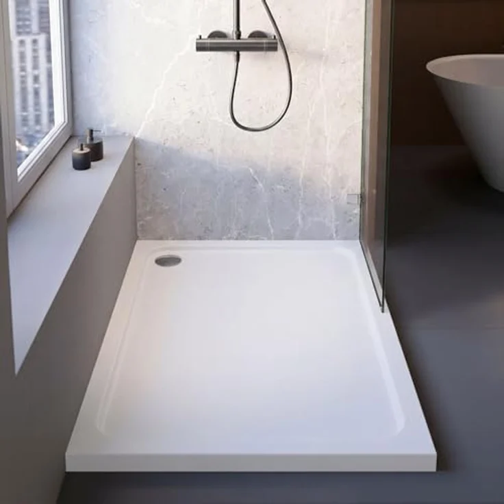 Schulte Duschwanne Adria 100x80 cm, Sanitäracryl, inklusive Fußgestell und Ab- und Überlaufschutz, rutschhemmend und pflegeleicht – Bild 4