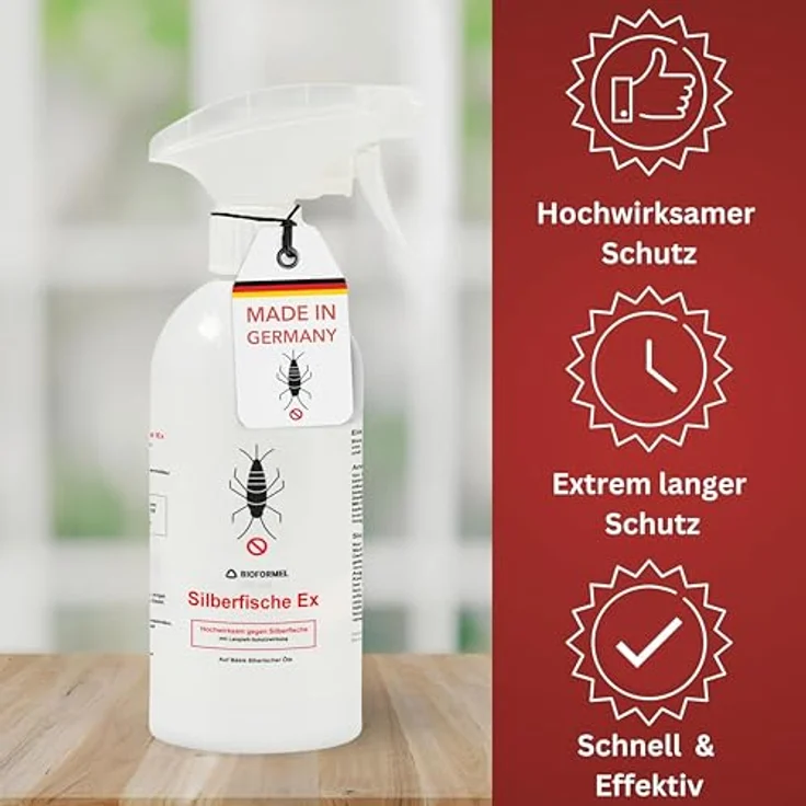 LTK-008 Bioformel Anti Silberfisch Spray Ex 500ml, hochwirksames Mittel gegen Silberfische mit Langzeitwirkung für Innen- & Außenanwendung, fleckenfrei – Bild 2