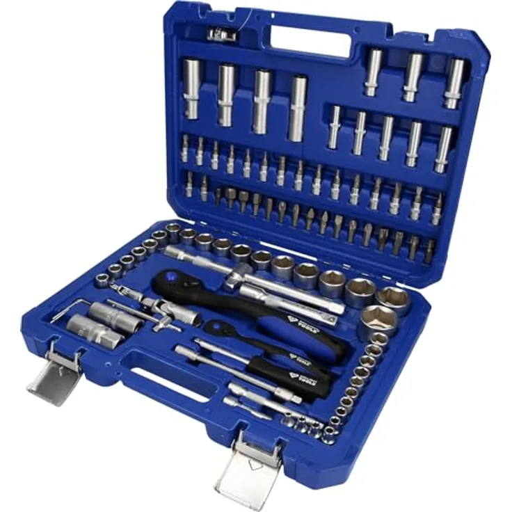 BRILLIANT TOOLS BT023094 Steckschlüssel-Satz, 94-tlg, 1/4" & 1/2", 2-Komponenten-Griff, inkl. Umschaltknarre mit Rechts-/Linkslauf