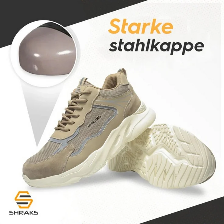 Shraks Moda Sicherheitsschuhe, Bequem, Stahlkappe, Rutschfest, ISO 20345, Wasserabweisend