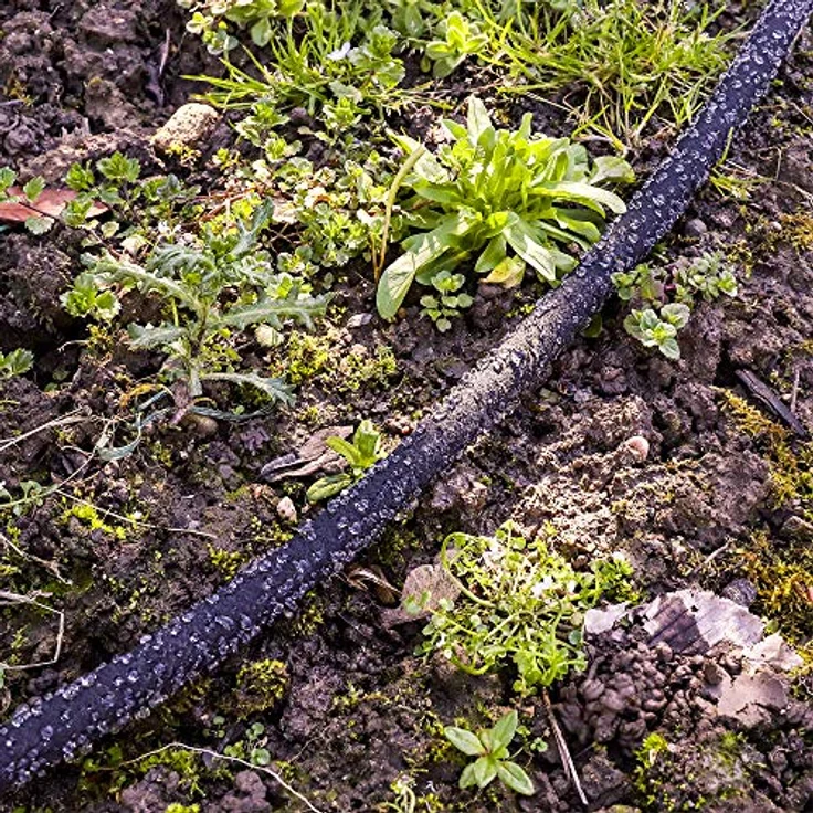GRÜNTEK Tropfschlauch Set 30 m, Perlschlauch mit 1/2' und 3/4' Konnektoren, UV- und Algen-Schutz, 70% wassersparend, schwarz – Bild 5