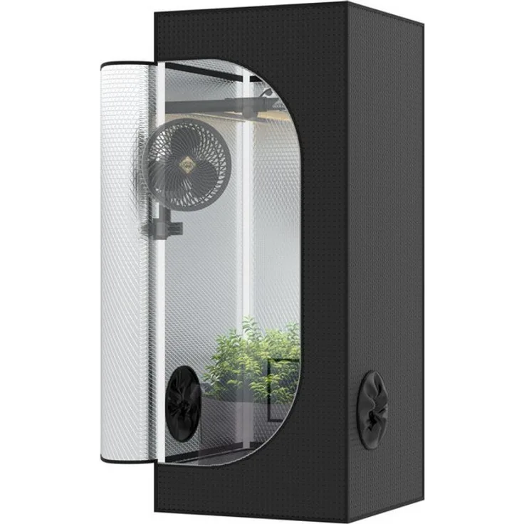 THE HOOKAH Deluxe D600 Grow Box Growzelt, 150x80x200 cm, 600D Mylar, Diamantbeschichtung, weiß