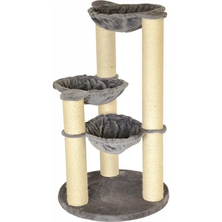 Nanook Kratzbaum Holiday grau - 104 x 60 cm für schwere Katzen, besonders stabil, 3 extratiefe Liegemulden Ø 11 cm