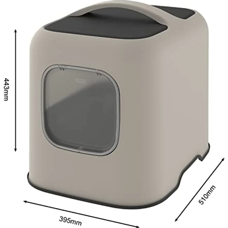 Rotho MyPet Biala Katzenklo mit Haube und Schaufel, aus recyceltem Kunststoff, beige/anthrazit, Cappuccino, 51 x 39.5 x 44.3 cm – Bild 4