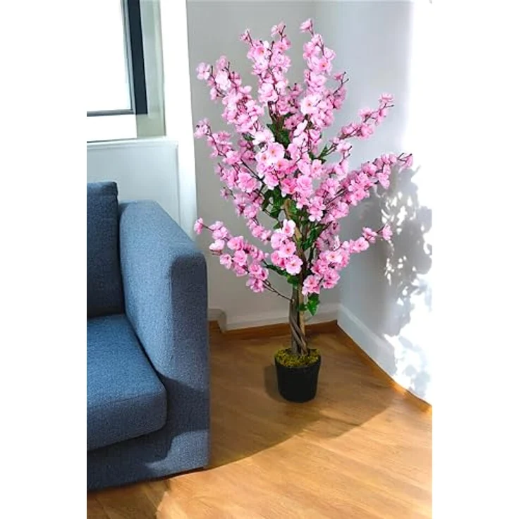 Arnusa Kunstpflanze Blütenbaum 120 cm Wintersweet Künstliche Pflanze im Topf (Pink) – Bild 2