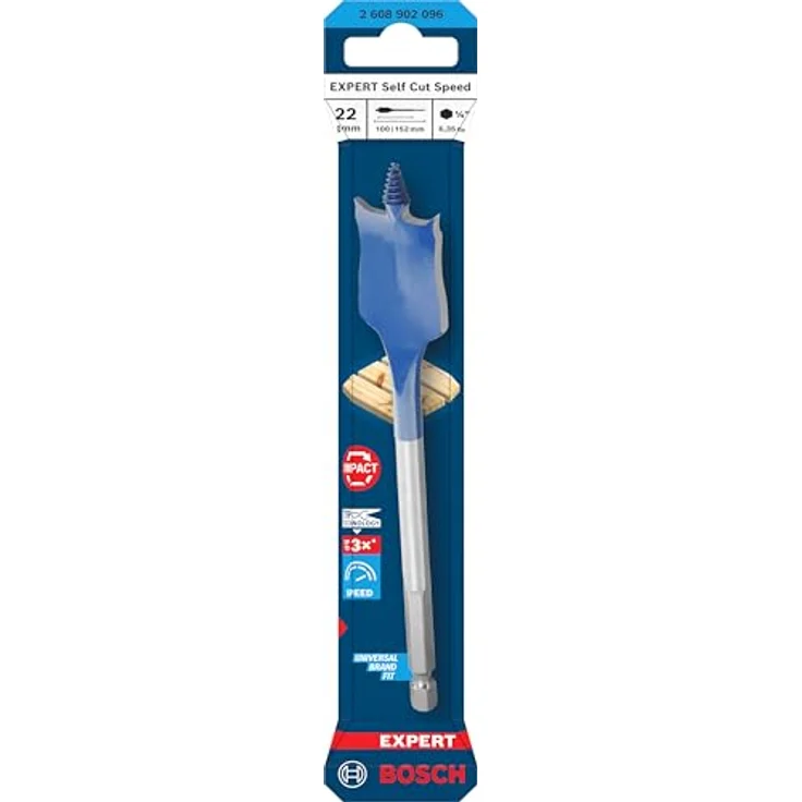 Bosch Expert Self Cut Speed Flachfräsbohrer, 22mm x 152mm, HEX Schaft für schnelles Bohren in Weichholz, 1 Stk. – Bild 2