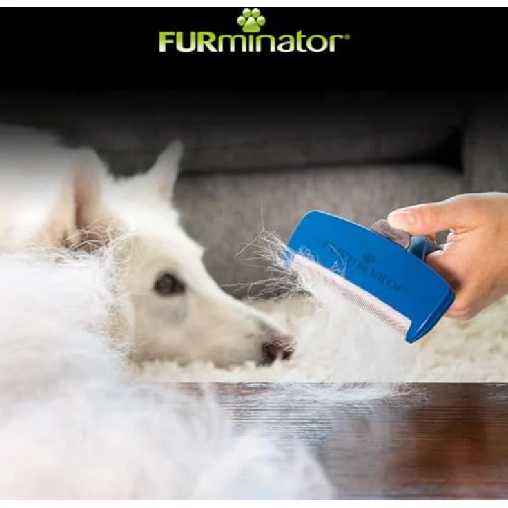 FURminator Fellbürste für langhaarige große Hunde, deShedding-Tool mit Edelstahlkante und FURejector, 10,2 cm Kantenlänge – Bild 6
