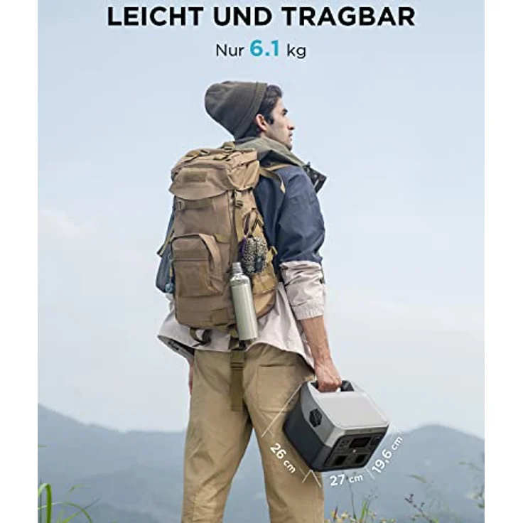 EcoFlow RIVER 2 MAX, Tragbare Powerstation mit 512Wh, XT60 Kabel 3.5M, LiFePO4, Schnellladung in 1 Stunde, LCD Display, App-Steuerung – Bild 3