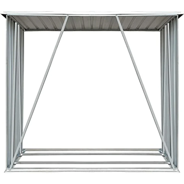 vidaXL Brennholzlager Stahl Grau Kaminholzunterstand Kaminholzregal Holzlager – Bild 5