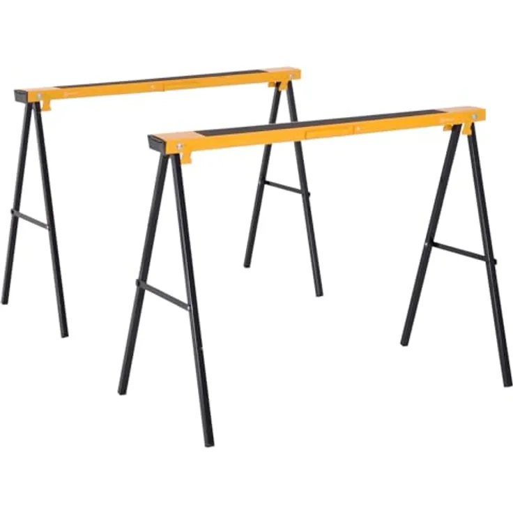 Durhand Sägebock 2er-Set Klappbar, rutschfestes Unterstellbock aus Metall in Gelb, 250 kg Tragkraft, 99,5 x 50 x 76 cm