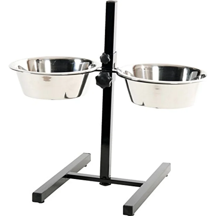 Zolux Verstellbare Halterung mit 2 Schalen aus Edelstahl für Hunde Durchmesser 24,5 cm Fassungsvermögen 2,75 l – Bild 3