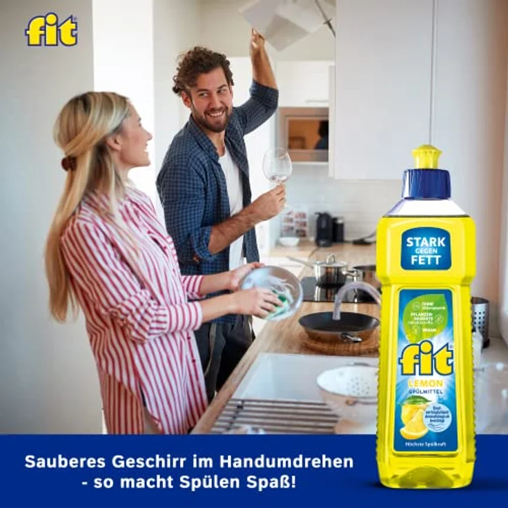 FIT fit Spülmittel Lemon 500ml, hohe Spülkraft im Kaltwasser, hautverträglich und sparsam im Verbrauch – Bild 4