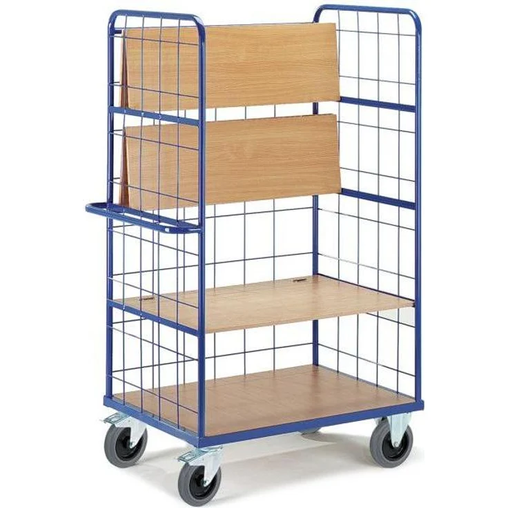 Rollcart Etagenwagen 08-7817, klappbarer Transportwagen mit 3 Etagen, blau, 600 kg Tragkraft, userfreundlicher Schiebebügel