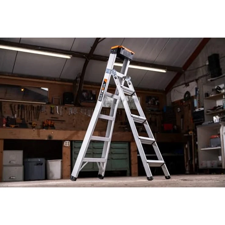 Batavia Multifunktionsleiter 2-in-1, 299 cm hoch, 6 Sprossen, leicht zusammenklappbar, für Innen- und Außeneinsatz – Bild 9