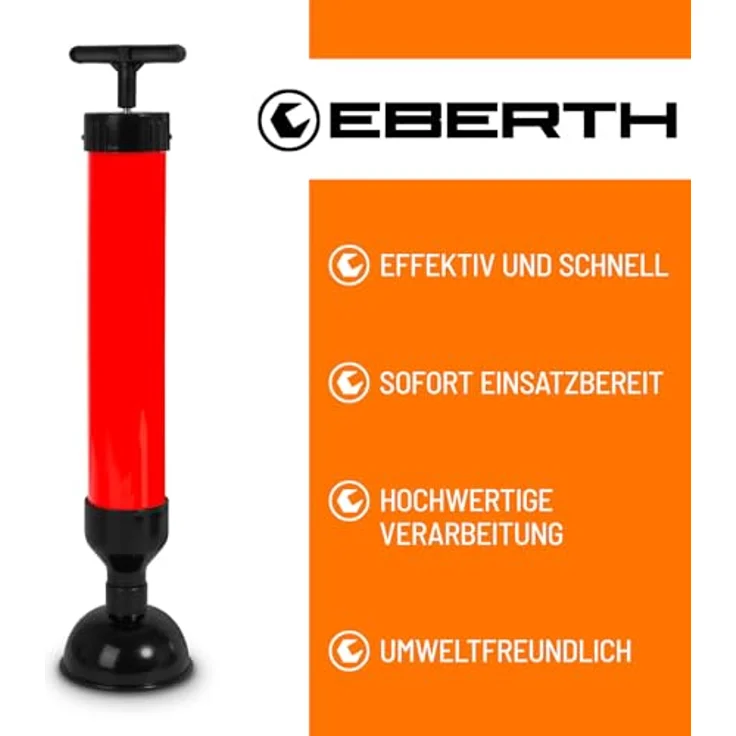 EBERTH GB2-AR02 Rohrreinigungspumpe, effektive Abflussreinigung mit 90 mm Aufsatz, leicht und ergonomisch – Bild 2