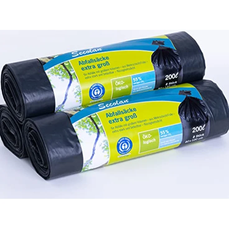inapa Müllsack/Gartenabfallsack Secolan 200l – ✓extra groß ✓extra stark ✓100% recyclingfähig – 1 Rolle/8 Stück – Bild 5