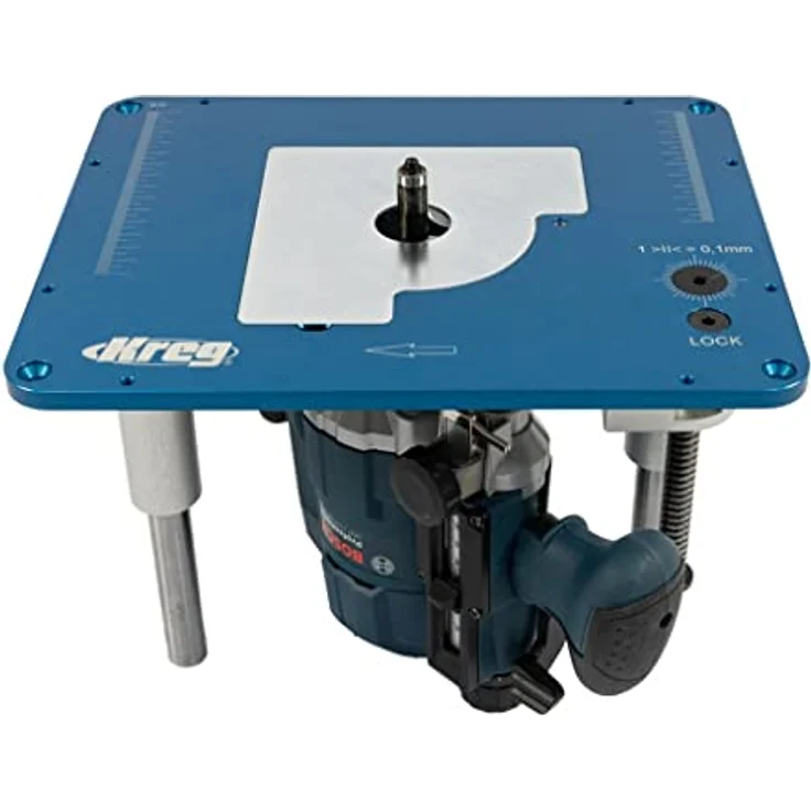 Kreg Präzisions Fräslift RL2.0K PRS-RL2.0K, hochwertige Aluminium- und Stahlkonstruktion, Höhenfeinjustierung auf 1/10mm, max. Fräserdurchmesser 86 mm, max. Einstellweg 105 mm, leichtgängige Spindelsäulen, einfache Montage. – Bild 5