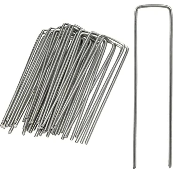 Relaxdays Bodenanker, 25er Set, Rostbeständig, Angeschrägte Enden, Zum Einschlagen, 15cm lang, Verzinkter Stahl, Silber