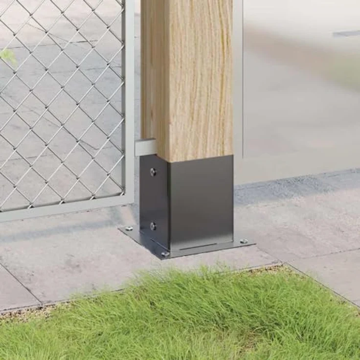 vidaXL Zaunpfosten Pfostenträger Quadrat, 4 Stk. 121x121 mm, Pulverbeschichteter Stahl, anthrazit – Bild 3