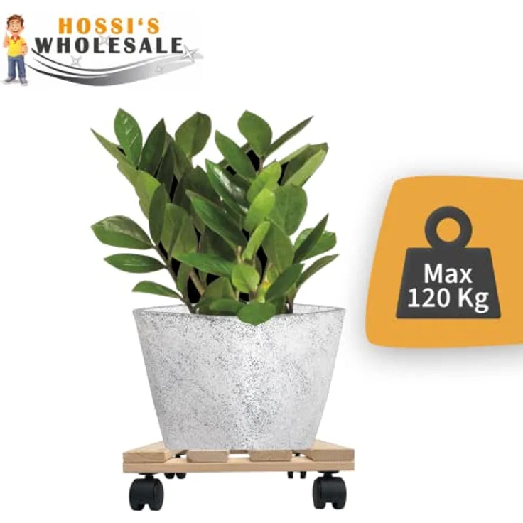 2 Pflanzenroller Holz MASSIV eckig 30 cmx 30 cm bis 120 KG – Bild 4
