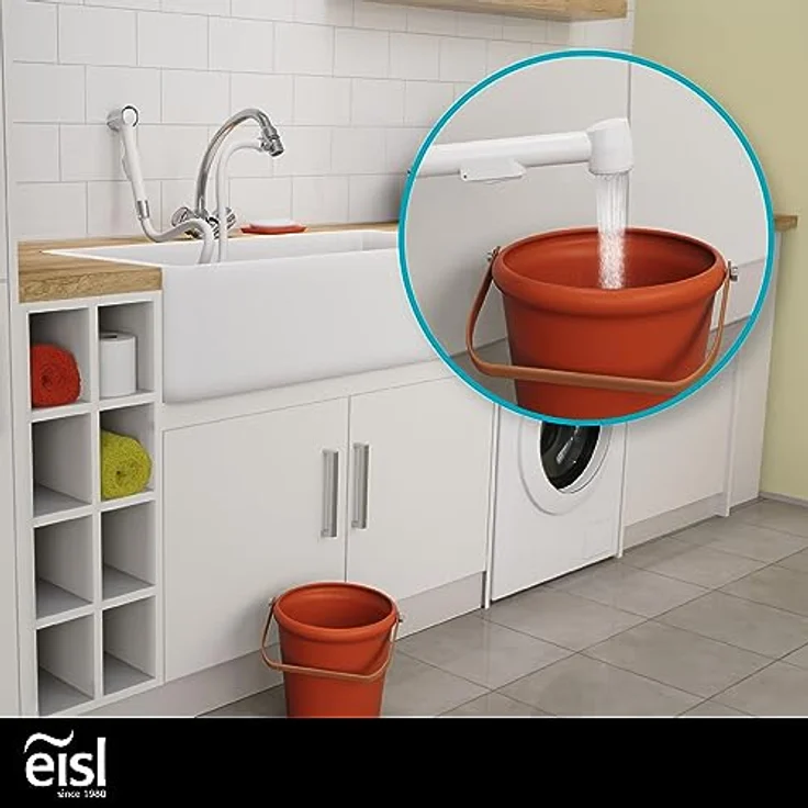 Eisl Duschbrause, Waschbeckenbrause (1 Strahlarten) in Weiß - Anti-Kalk-Düsen, flexibler Brauseschlauch, Universaladapter – Bild 3
