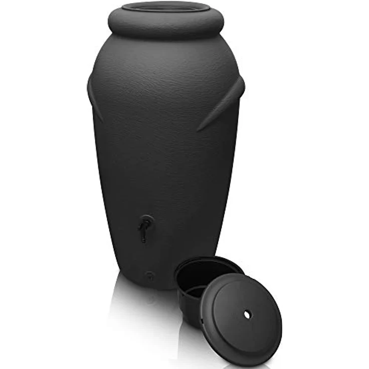 YourCasa Regentonne 210 Liter [Amphore Design] Anthrazit - Regenfass Frostsicher aus Kunststoff - Regenwassertonne mit Wasserhahn - Garten Regenwassersammler – Bild 1