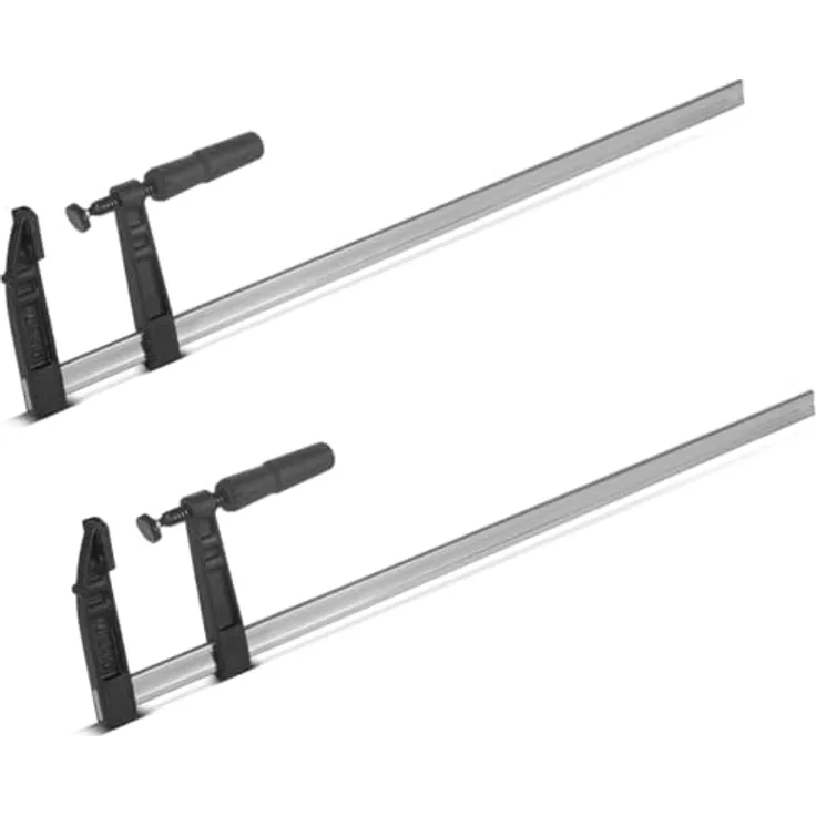 STAHLWERK Schraubzwinge 120x800 mm 2er Set, robuste Klemmzwinge aus Stahl und Kunststoff mit rutschfestem Griff und stabiler Konstruktion