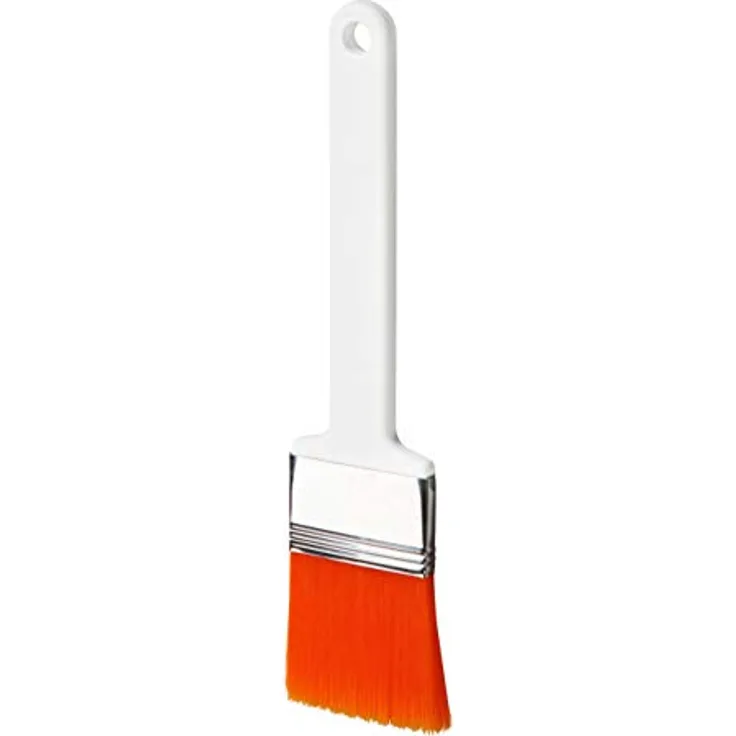 Haug Bürsten Anti Bac Flachpinsel, antibakteriell & hitzebeständig -20 bis 140 °C, lebensmittelkonform nach HACCP, 225 x 50 x 45 mm, weiß mit orangen Borsten, Made in Germany
