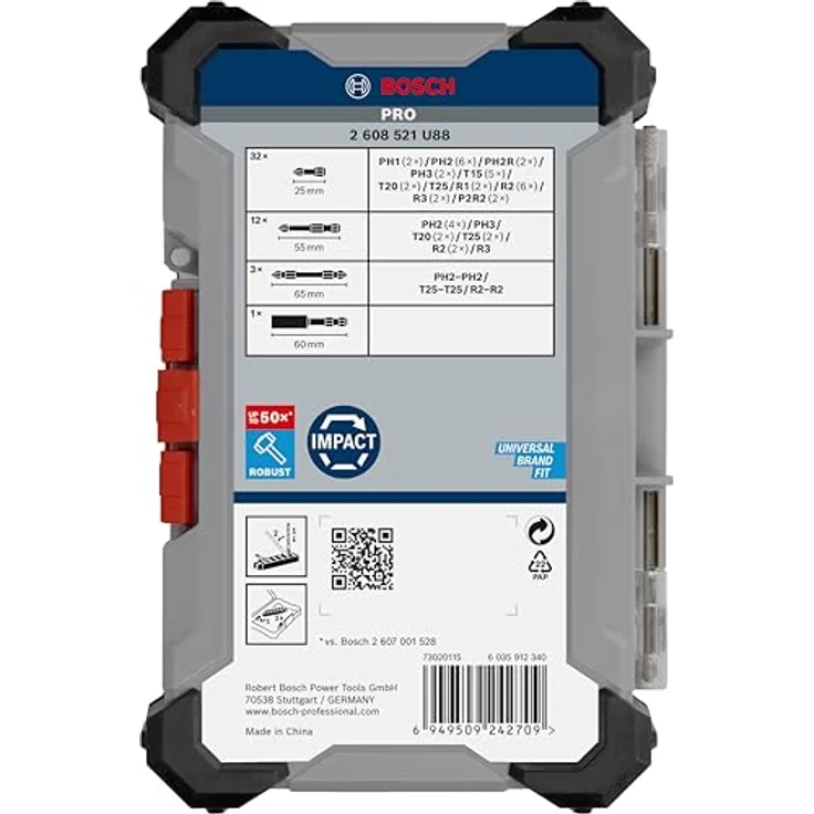 BOSCH PRO Impact Schrauberbit-Set, 48-tlg, modifizierter Stahl, farbcodierte Ringe, stabiler Koffer, 2608521U88 – Bild 4