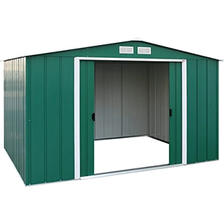 Duramax 10 x 8 (7.28 m²) Metallgerätehaus, feuerverzinktes Metall gerätehaus - Geräteschuppen, verstärkte Dachkonstruktion, wartungsfreier und wetterfester Metallschuppen, Grün – Bild 3