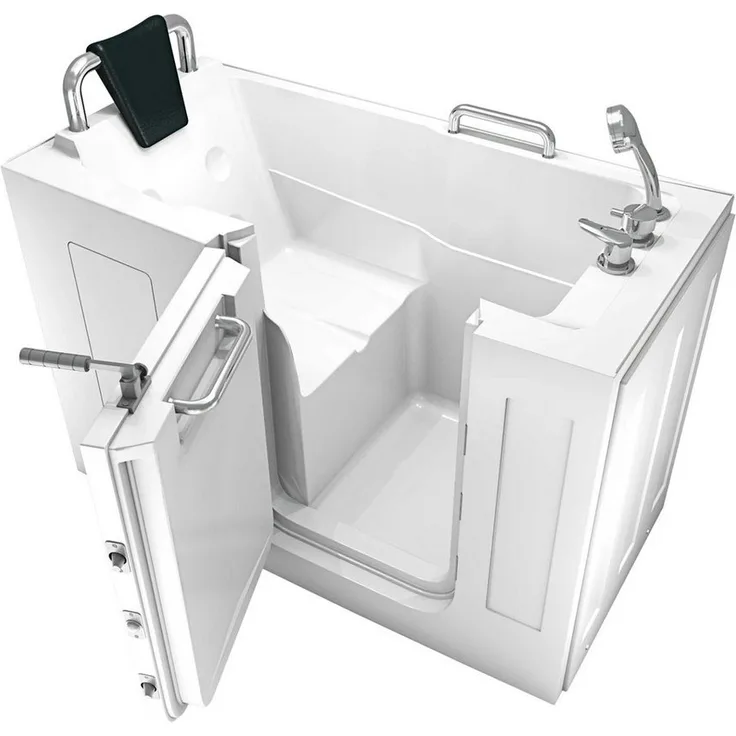 AcquaVapore S07-A-L, Sitzbadewanne für Senioren mit seitlicher Tür, 76x140cm, glasfaserverstärkt, Ablaufgarnitur, Sicherheitsverschluss