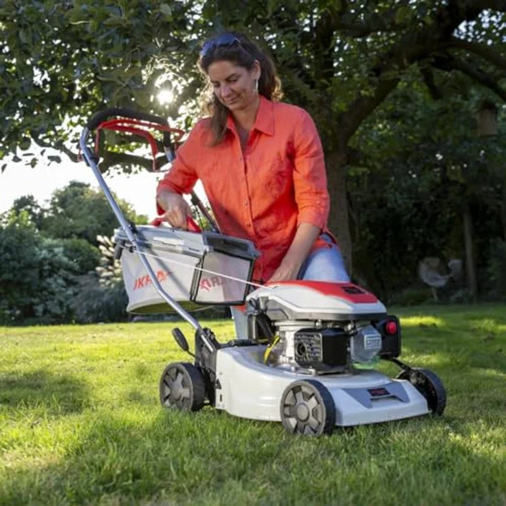 Ikra Benzin-Rasenmäher IPLM 1442, 2,6 kW mit 42 cm Schnittbreite, grau/rot, Radantrieb, 40 L Fangkorb, zentral höhenverstellbar – Bild 4