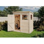 Storehaus Geräteschuppen Stefano S mit Pultdach, Gartenhaus klein B 186 x T 126 cm, Gerätehaus aus Fichtenholz inkl. Fundamentrahmen, 2,34 m² Grundfläche, Nut-und-Feder-Bauweise, 12 mm Wandstärke