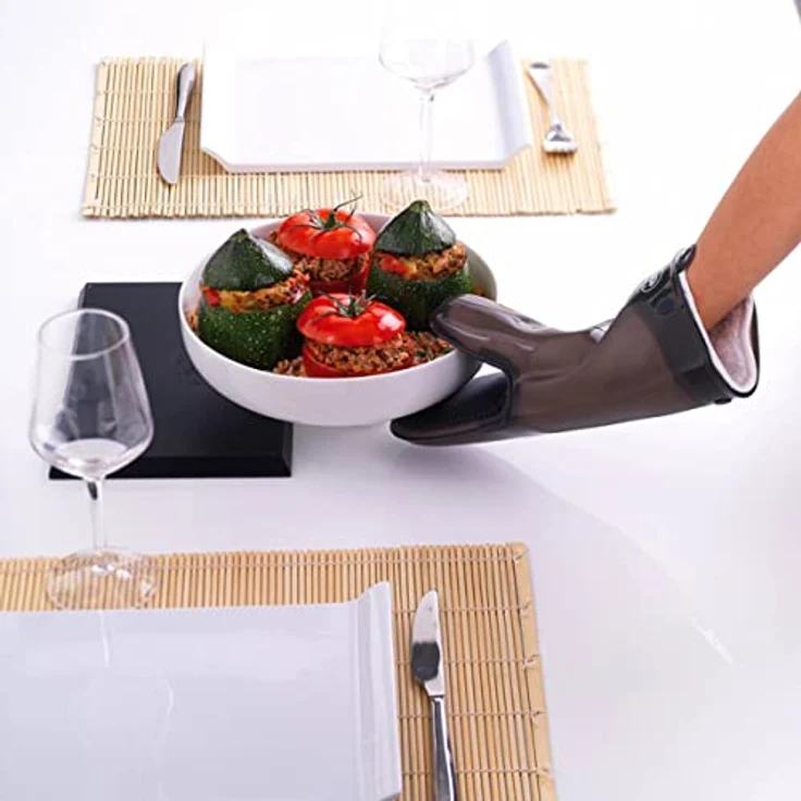 Mastrad Silikonhandschuh mit Baumwollfutter, Grillhandschuh, Kochhandschuh, Silikon, Baumwolle, Mohnrot, F82315 – Bild 7