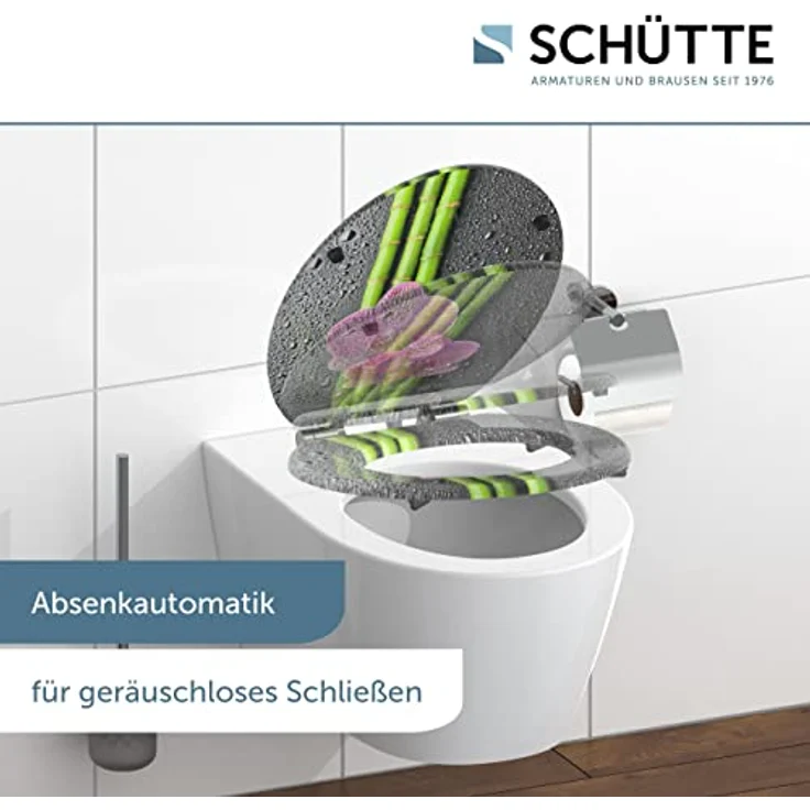 Schütte WC-Sitz Asia Holzkern mit Absenkautomatik, dreiseitig bedruckt, bruchsicher und kratzfest, einfache Montage – Bild 5