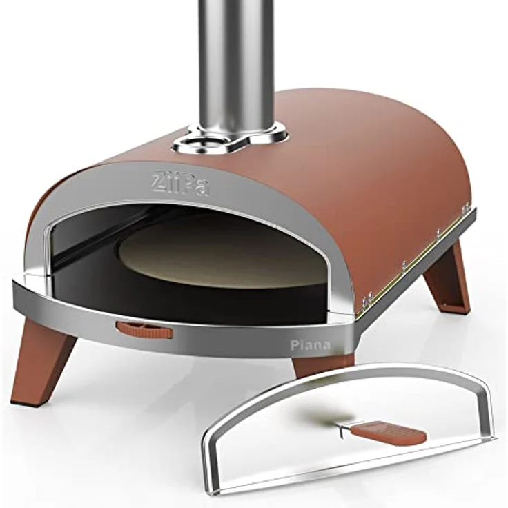 Ziipa Pizzaofen Terracotta, drehbarer feuerfester Stein, für Holzpelletsbetrieb, 40 x 76 x 73 cm – Bild 2
