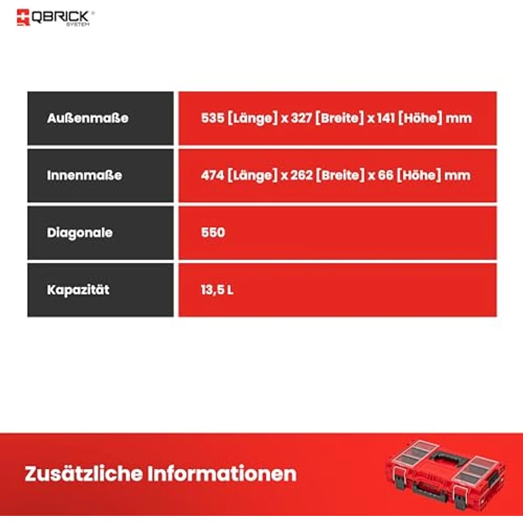 QBRICK System Werkzeugkoffer Qbrick System PRIME Toolbox 150 Profi RED ULTRA HD Custom – Bild 5