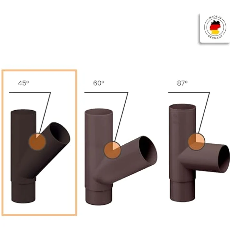 INEFA Abzweiger Fallrohr PVC 45 Grad DN 50/50, Dunkelbraun, witterungs- und UV-beständig, Made in Germany – Bild 3