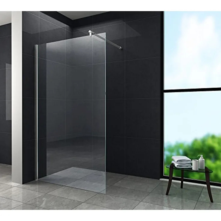 Glasdeals Walk-In Duschwand AQUOS-3502, 120 x 200 cm, Klarglas ESG, 10 mm, Easy-Clean, Aluminiumprofile mit verdeckter Verschraubung, flexible Wandausgleichsmöglichkeiten