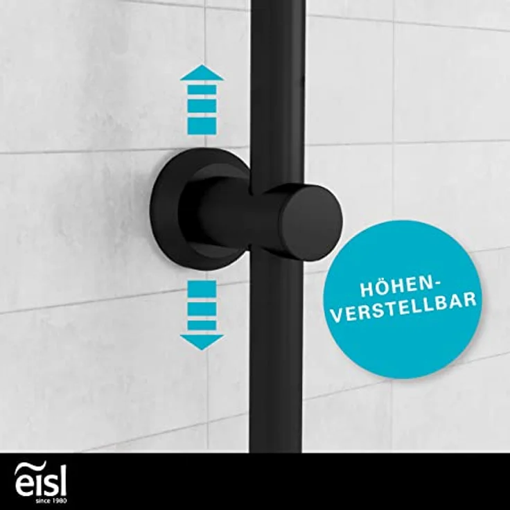 EISL EASY ENERGY Duschset schwarz, Duschsystem ohne Armatur 2 in 1 mit großer Regendusche (170x170 mm) und Handbrause ohne Armatur ideal zum Nachrüsten, komplettes Montageset DX12004BL-A – Bild 4