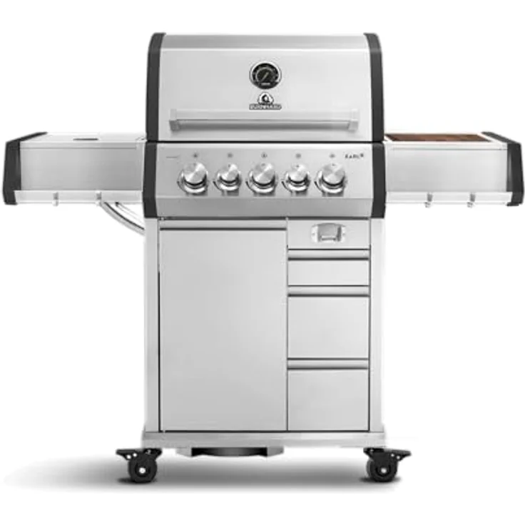 BURNHARD EARL 3-Brenner Gasgrill Edelstahl mit Heckbrenner, Gusseisen Grillrost, Infrarot Keramikbrenner und Abdeckhaube – Bild 1
