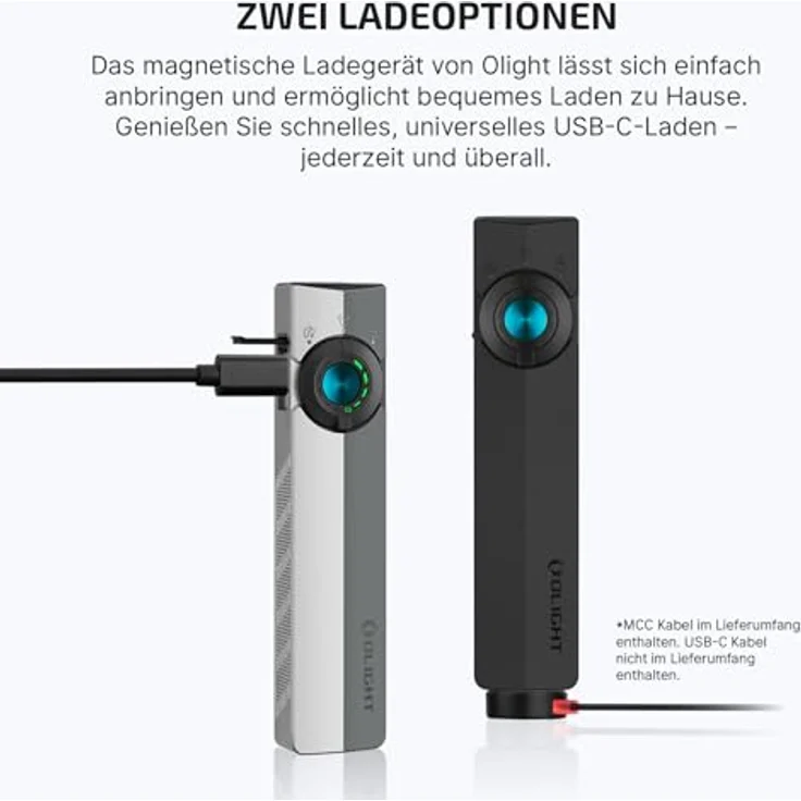 OLIGHT ArkPro Taschenlampe, 1500 Lumen, IPX7 Wasserdicht, 205m Leuchtweite, aufladbar mit Grünlicht und UV-Funktion, Silbergrau – Bild 5