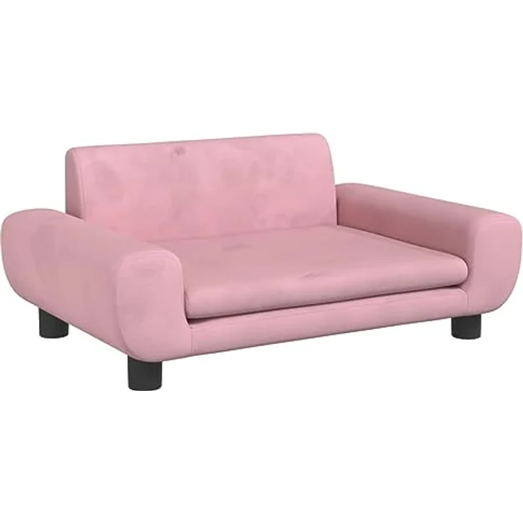 vidaXL Hundebett, Hundekissen mit weicher Polsterung, Hundesofa Hundecouch für kleine Hunde Haustiere, Haustierbett Katzenbett, Rosa Samt – Bild 1
