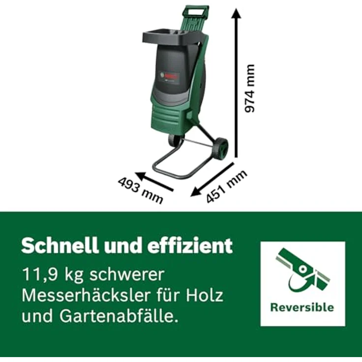 Bosch Häcksler AXT Rapid 2000 - im Karton, Schnittgeschwindigkeit 3650 U/min, Schneidekapazität 35 mm – Bild 5