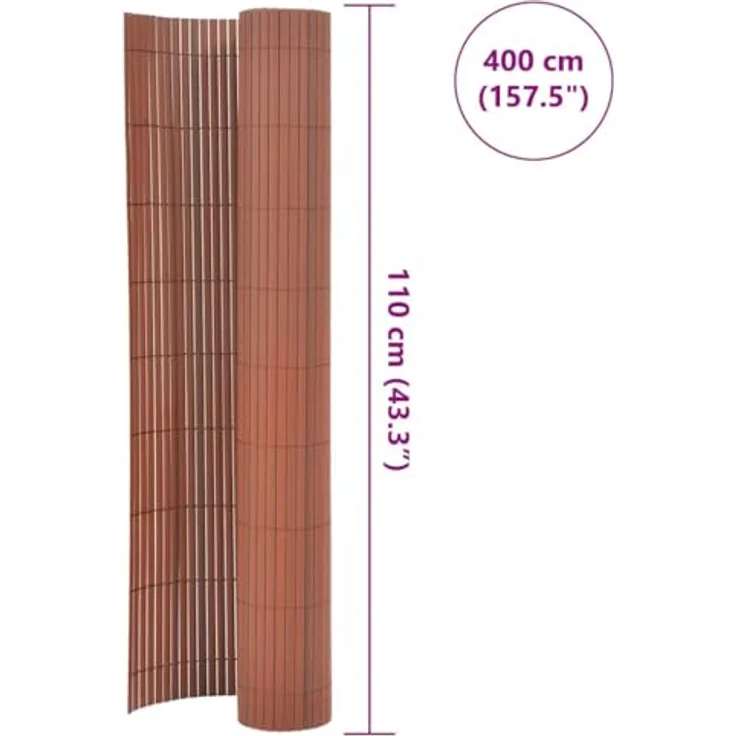 vidaXL Gartenzaun Doppelseitig, 110x400 cm, Braun, witterungsbeständig und flexibel zuschneidbar – Bild 3