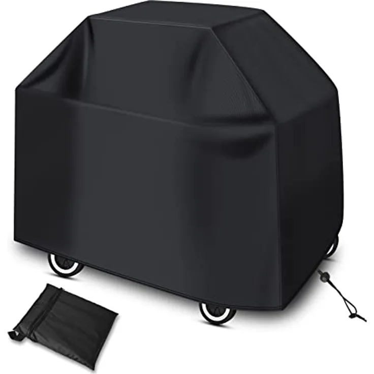 Diboniur Grillabdeckung Wetterfest, Grill Abdeckung 210D Oxford, Wetterschutzhülle BBQ Wasserdicht, UV-Schutz, Winddicht, Staubdicht (147 x 61 x 117cm Schwarz)